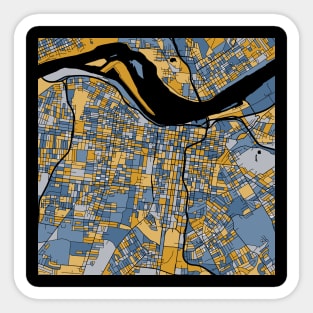 Louisville Map Pattern in Blue & Gold Sticker